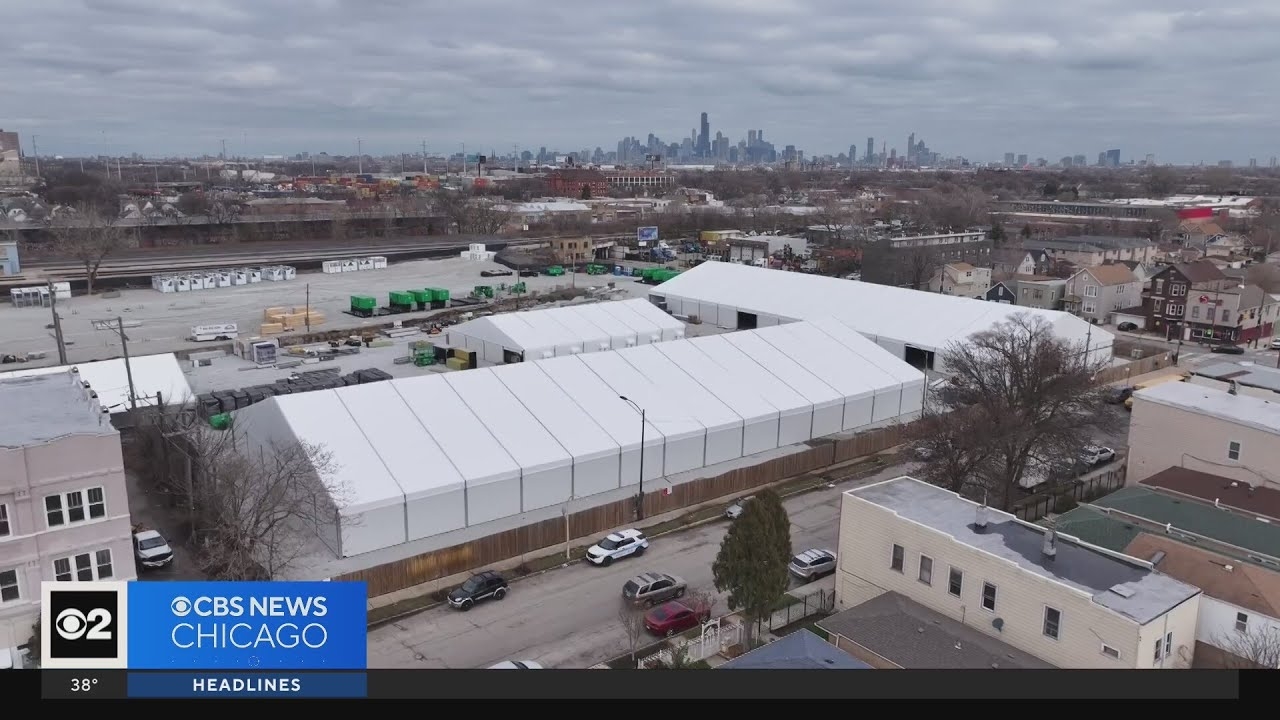 Construction paused at Chicago migrant tent camp site