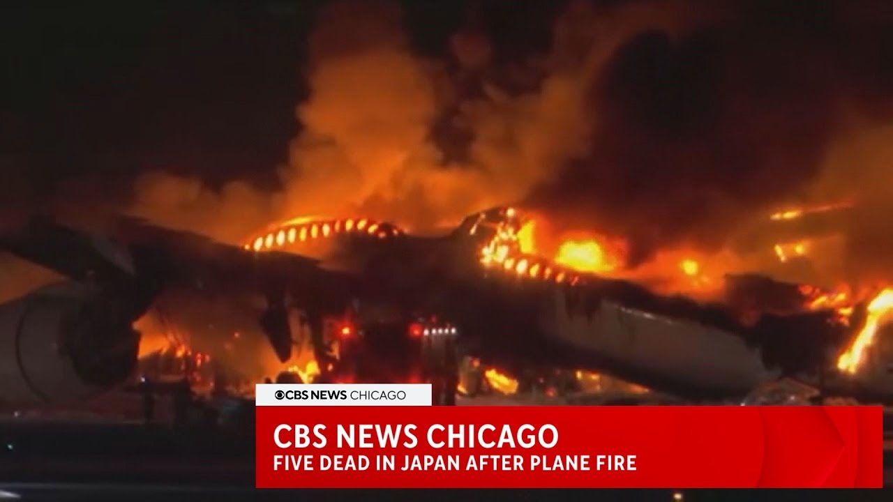 CBS News Chicago: Five crew dead, 379 passengers evacuate after Japanese plane bursts into flames