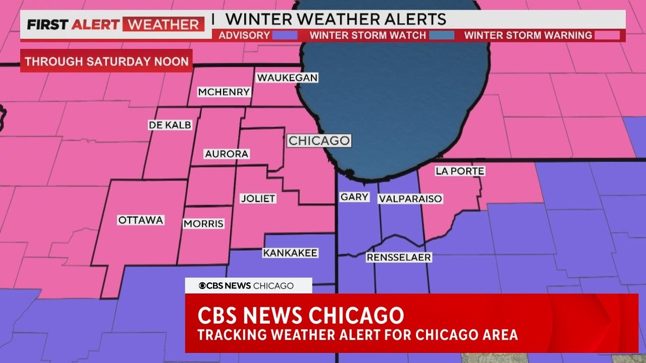 CBS News Chicago: Heavy snow blanketing Chicago area. Tracking winter storm warning into Saturday