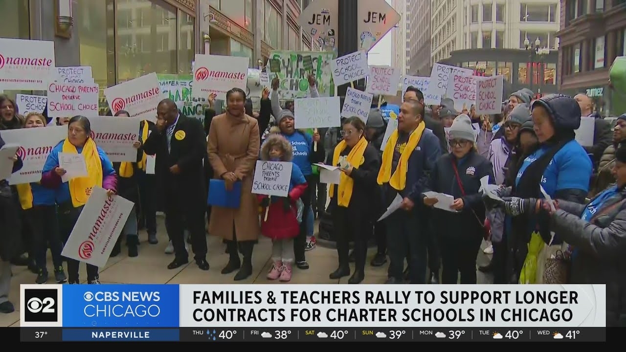 Families & teachers rally to support longer contracts for Chicago charter schools
