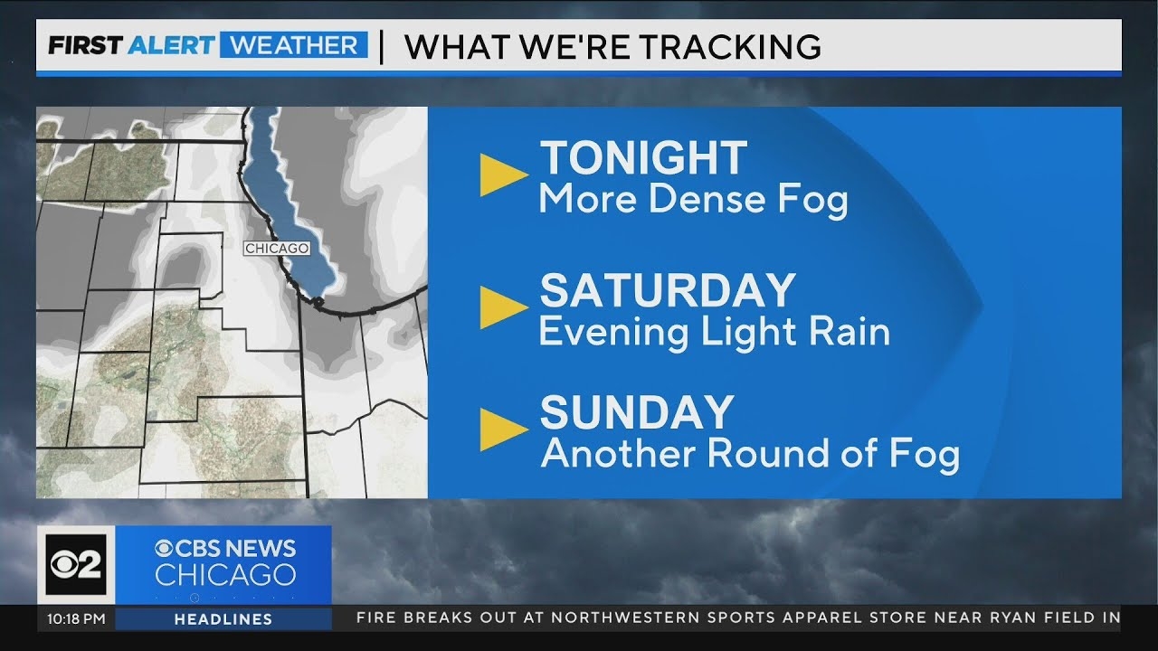 Evening light rain Saturday, more fog Sunday