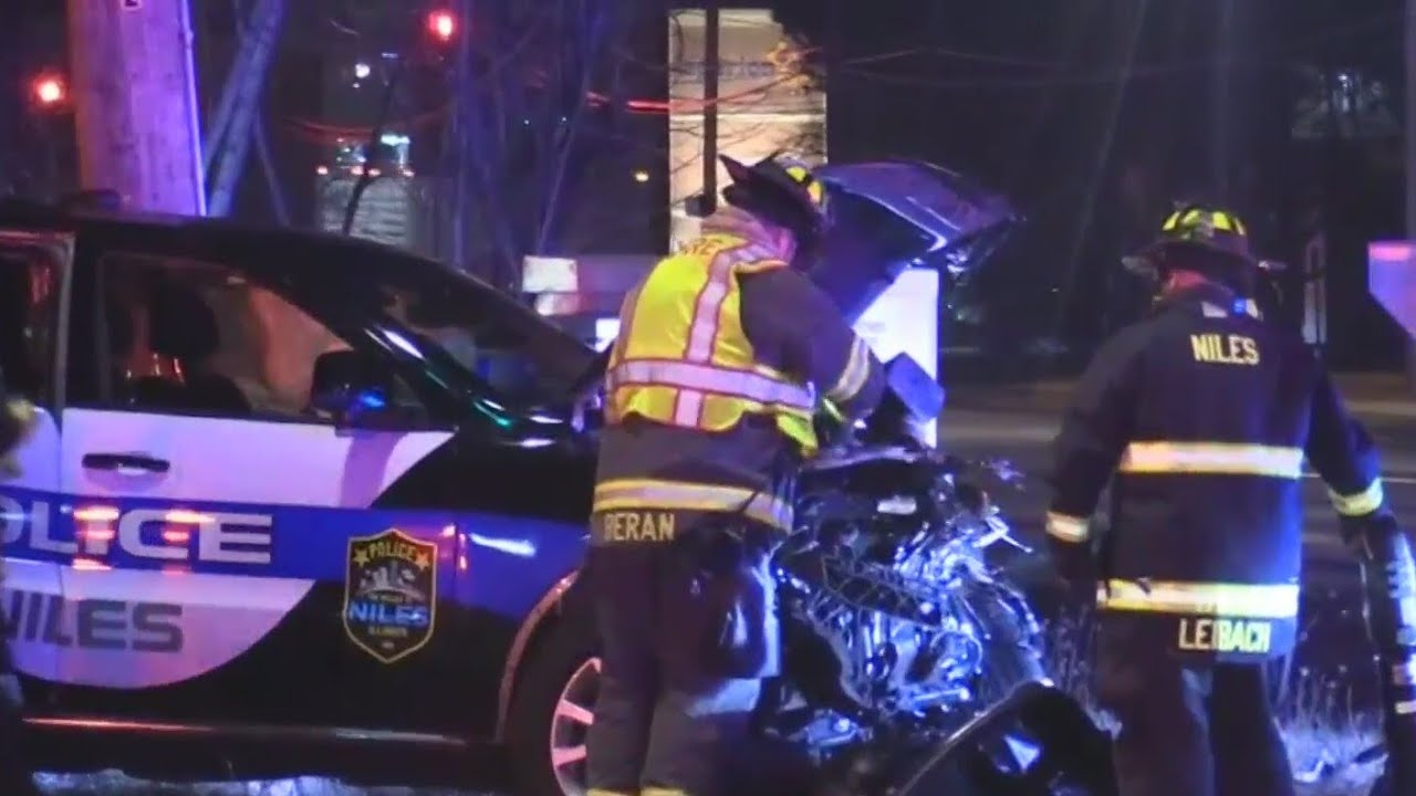 Police vehicle involved in crash in north Chicago suburb