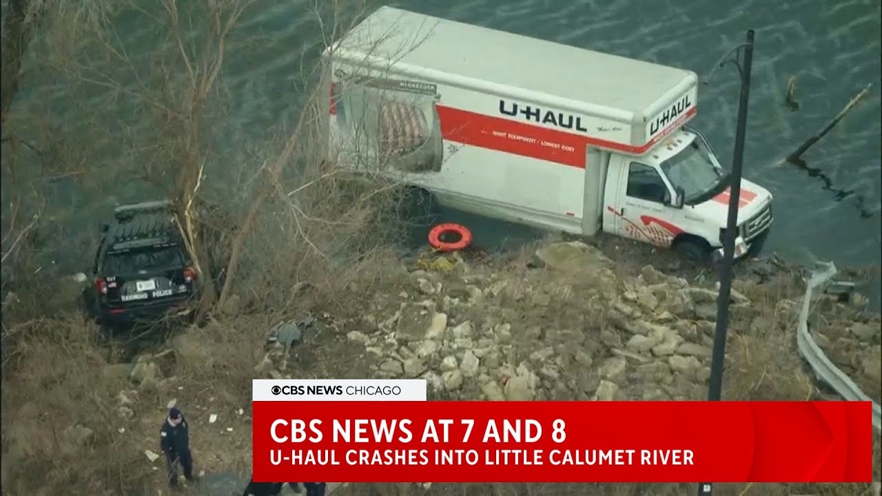 CBS News Chicago: Police dive into water to catch driver of U-Haul crashed into Little Calumet River