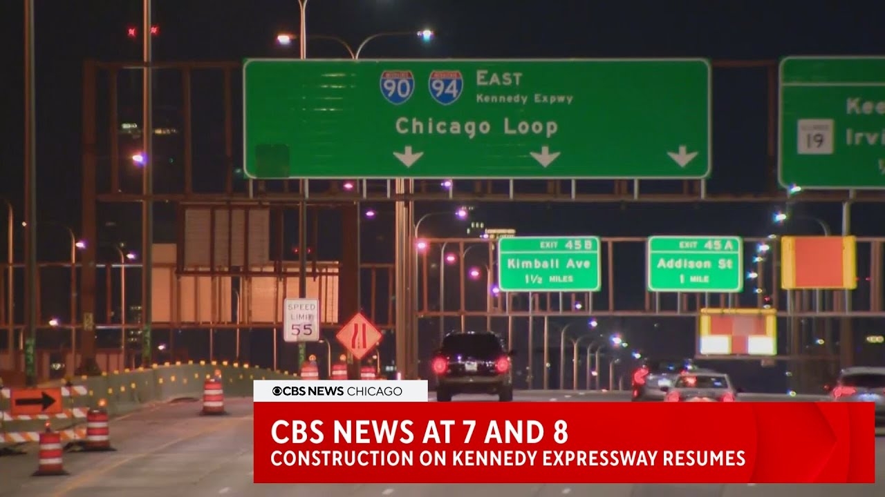 CBS News Chicago: Kennedy Expressway construction resumes leading to major slowdowns for commuters