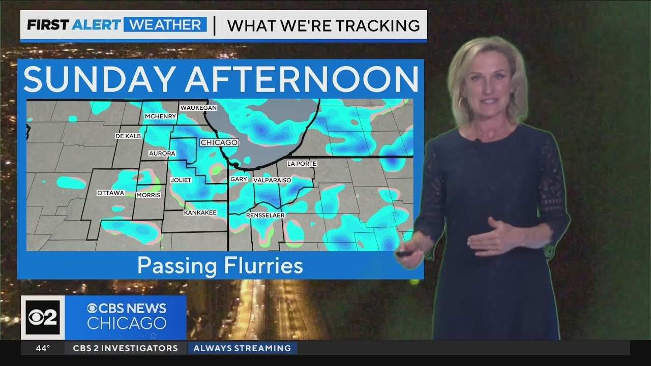 Chilly northwest winds, passing flurries Sunday