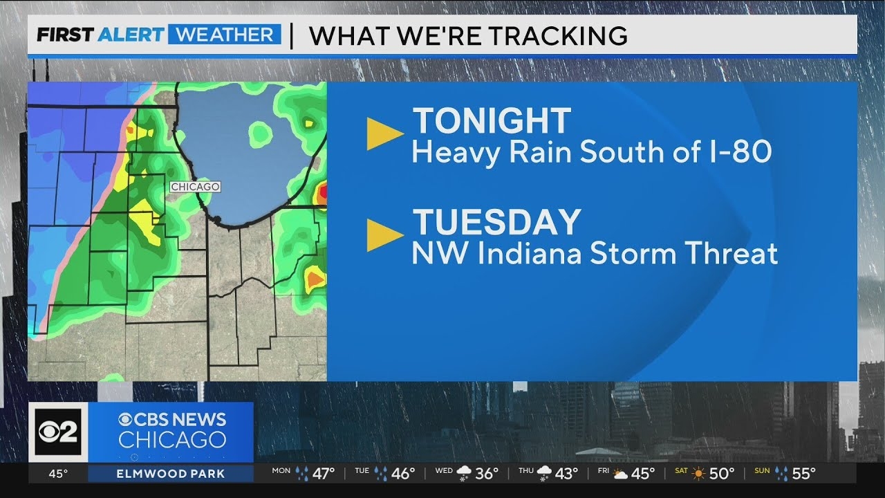 Heavy rain for Chicago area south of I-80 overnight