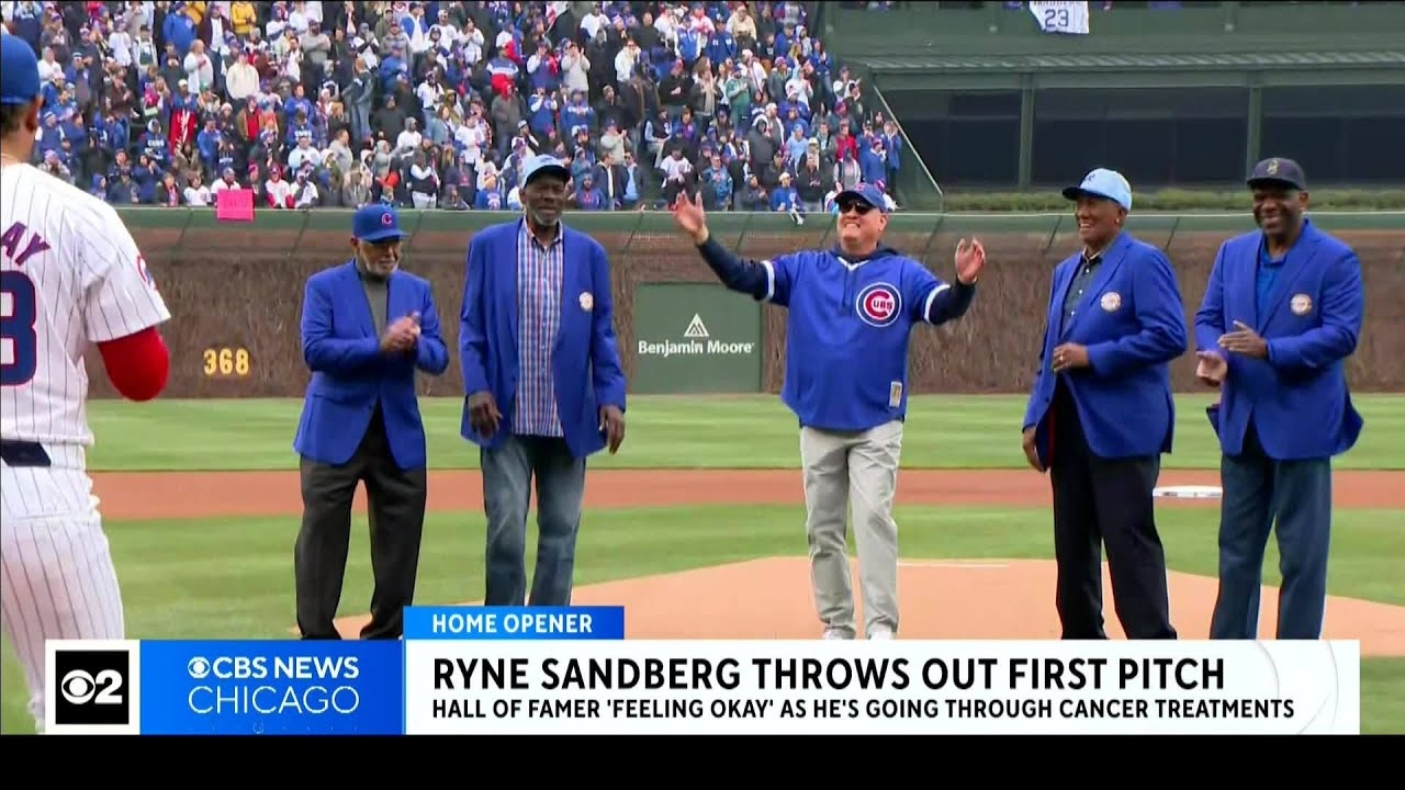 Chicago Cubs legend Ryne Sandberg throws out first pitch at home opener