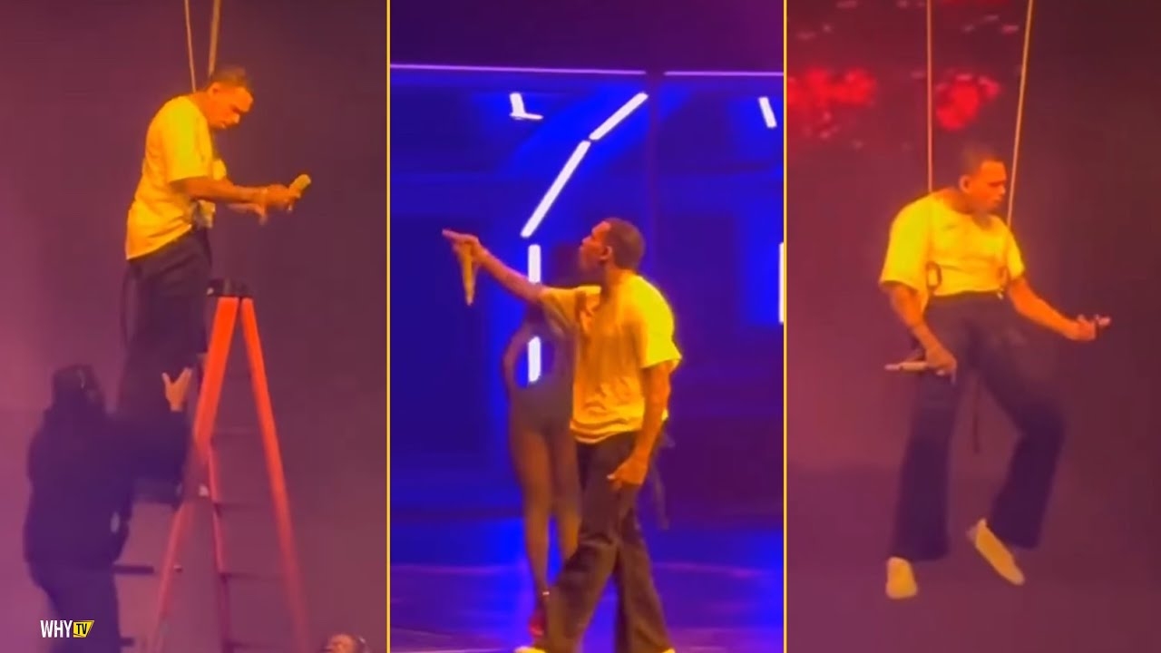 Chris Brown Gets Upset At Venue Staff After Getting Stuck In The Air While Performing In Jersey Show
