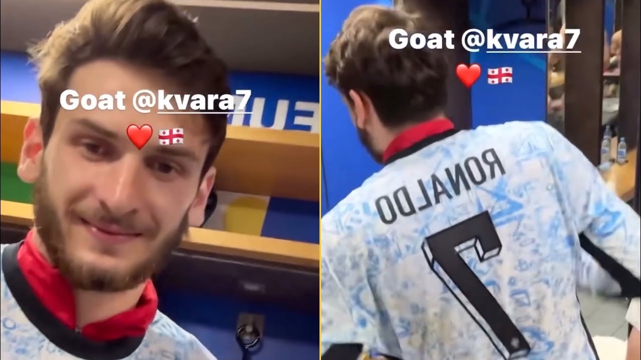 Kvara Celebrates Victory To Portugal With Ronaldo Shirt And Listening 2Pac