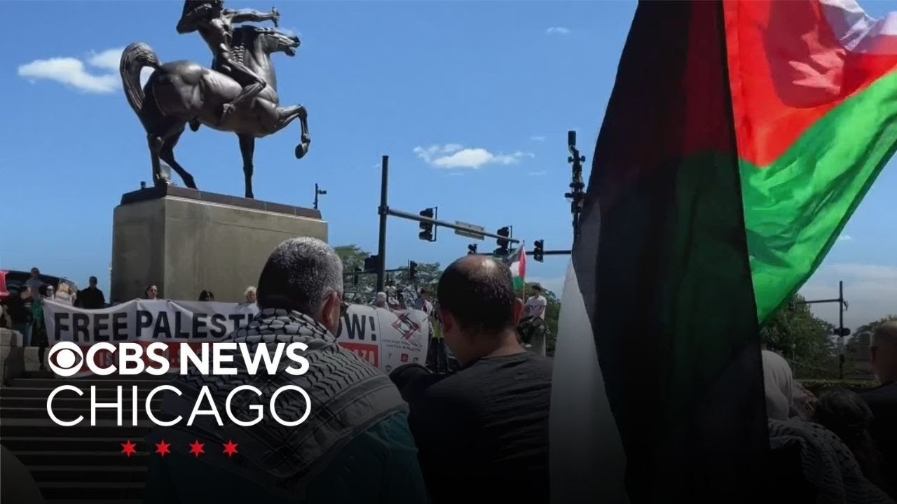 Pro-Palestinian protesters in Chicago demand end to war in Gaza following Israeli airstrike