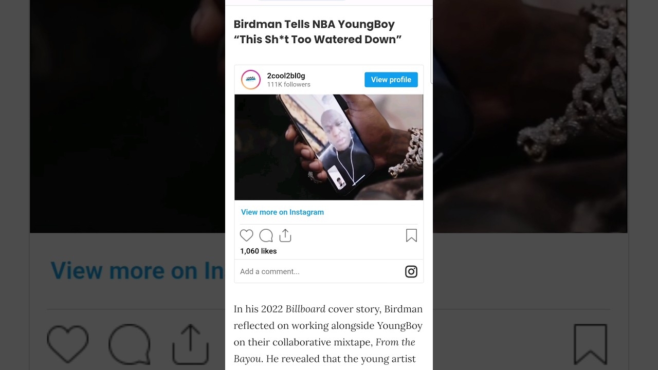 Birdman Begs NBA YoungBoy To Save Hip-Hop? SMH #shorts #shortvideo