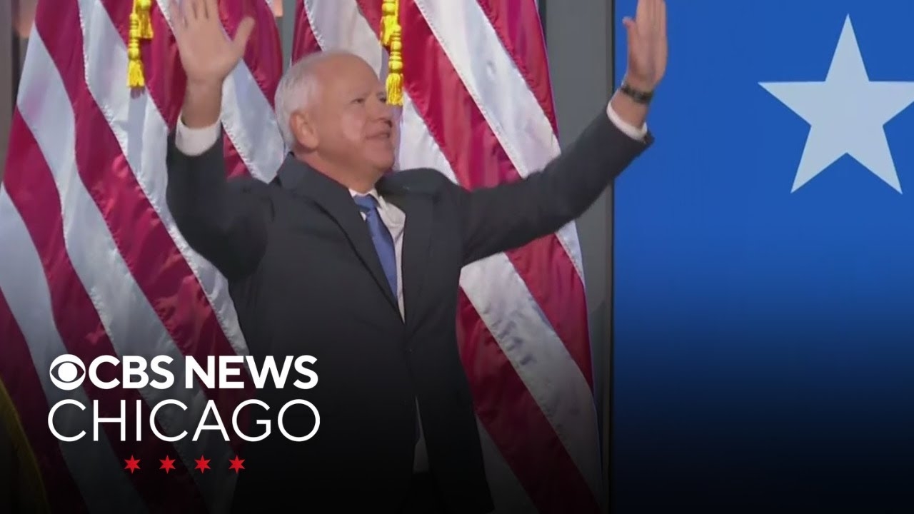 Tim Walz accepts VP nomination, gives emotional speech