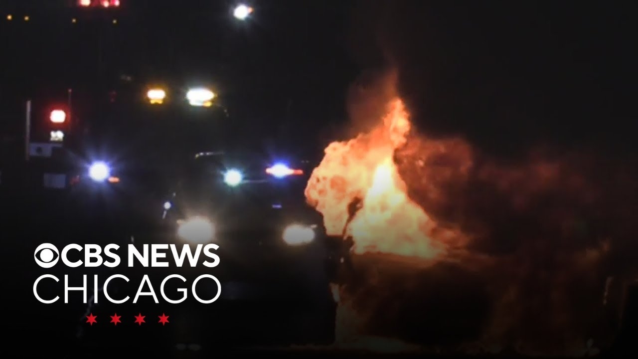 Car becomes engulfed in flames on Bishop Ford Freeway