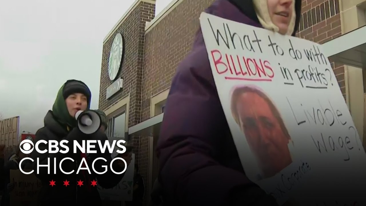 Striking Starbucks workers walk picket line in Chicago