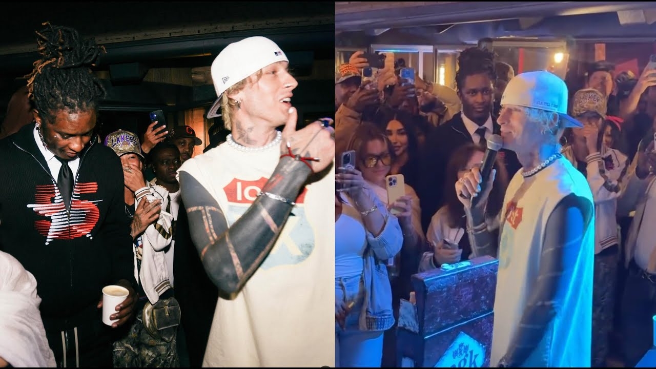 Machine Gun Kelly Gets Emotional After Young Thug Shows Up To His Birthday Party In Hollywood