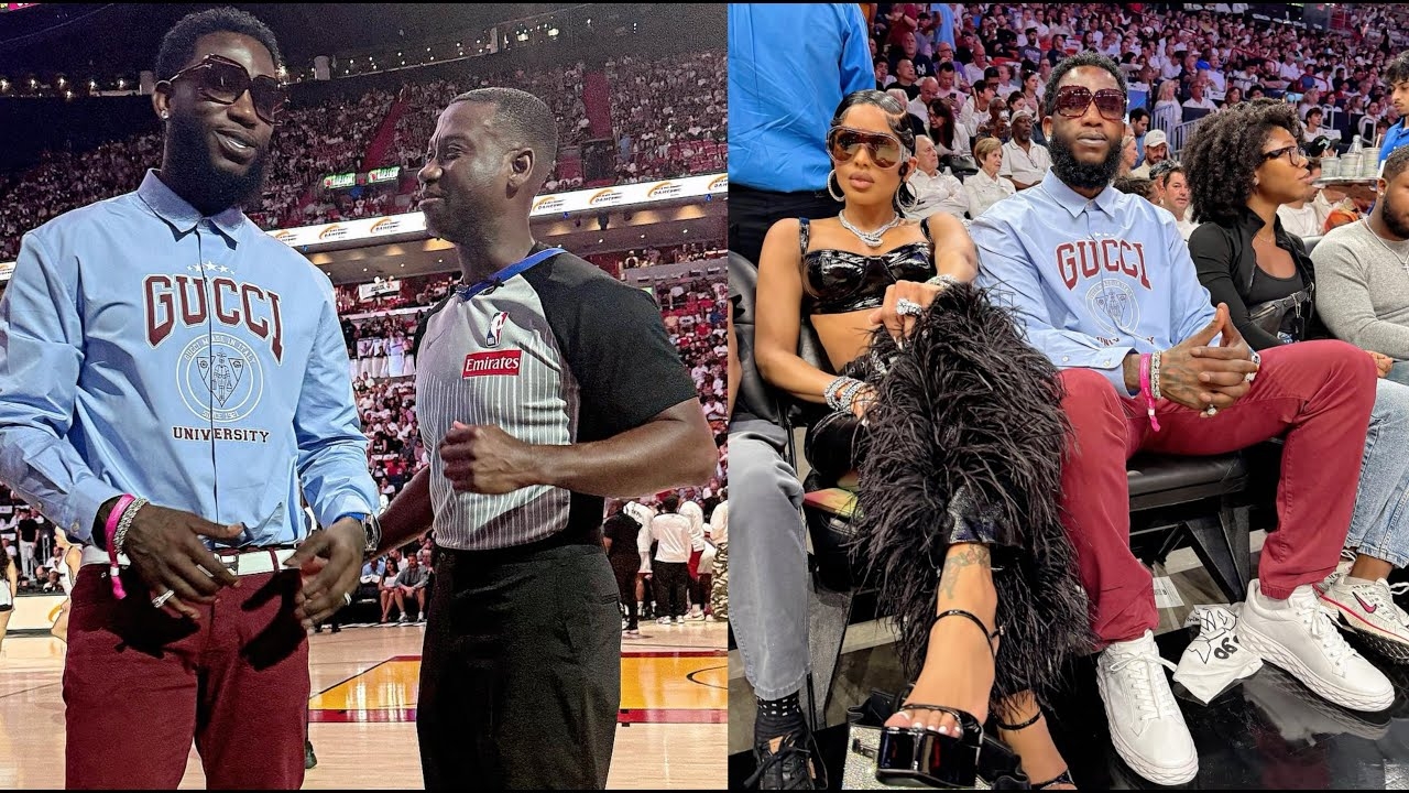 Gucci Mane Meets His Twin NBA Ref James Williams At Heat Playoff Game