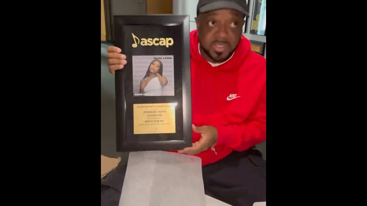Jermaine Dupri Takes Delivery Of An ASCAP Award For Producing Muni Long's Made For Me!