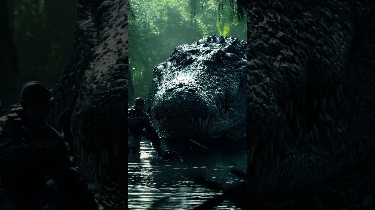 massive alligator at pacific island #alligator #pacific #swamp #mythicalcreatures #ai