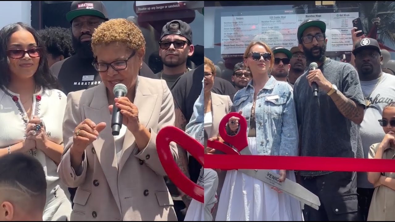 Lauren London & Blacc Sam Open Nipsey Hussles Dream Marathon Burger Store On Venice Beach