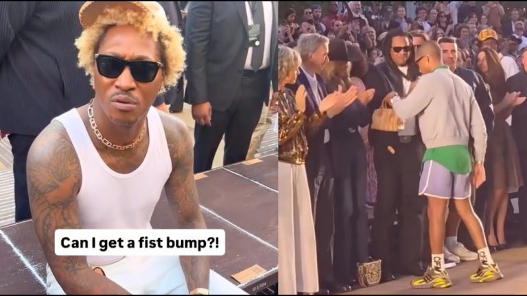Pharrell Surprises Beyonce With A Custom LV Purse While Sitting Next To Future & Jay Z