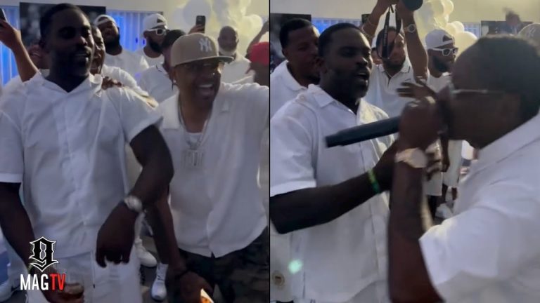 Michael Vick Shocked To See Allen Iverson & Jadakiss At His Surprise 45th All White B-Day Party! 