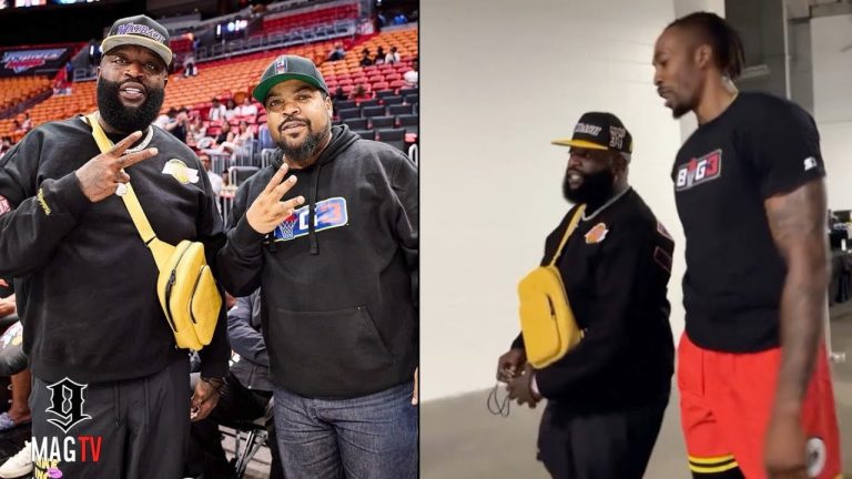 Rick Ross Pulls Up Ice Cube & Dwight Howard At The Big 3 Game In Miami! 