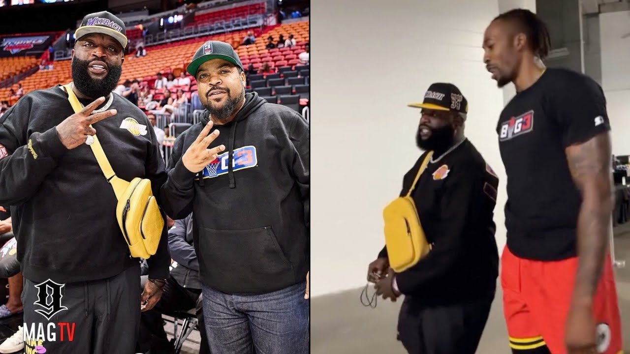 Rick Ross Pulls Up Ice Cube & Dwight Howard At The Big 3 Game In Miami!