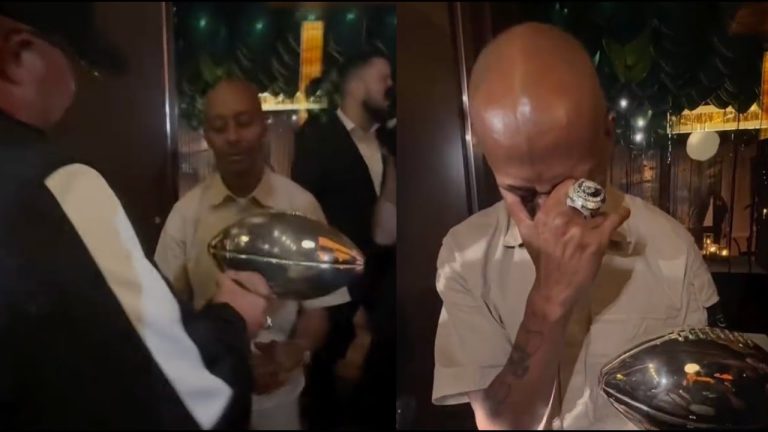 Gillie Da Kid In Tears After Eagles Surprise Him With Superbowl Trophey At His 50th Bday Celebration