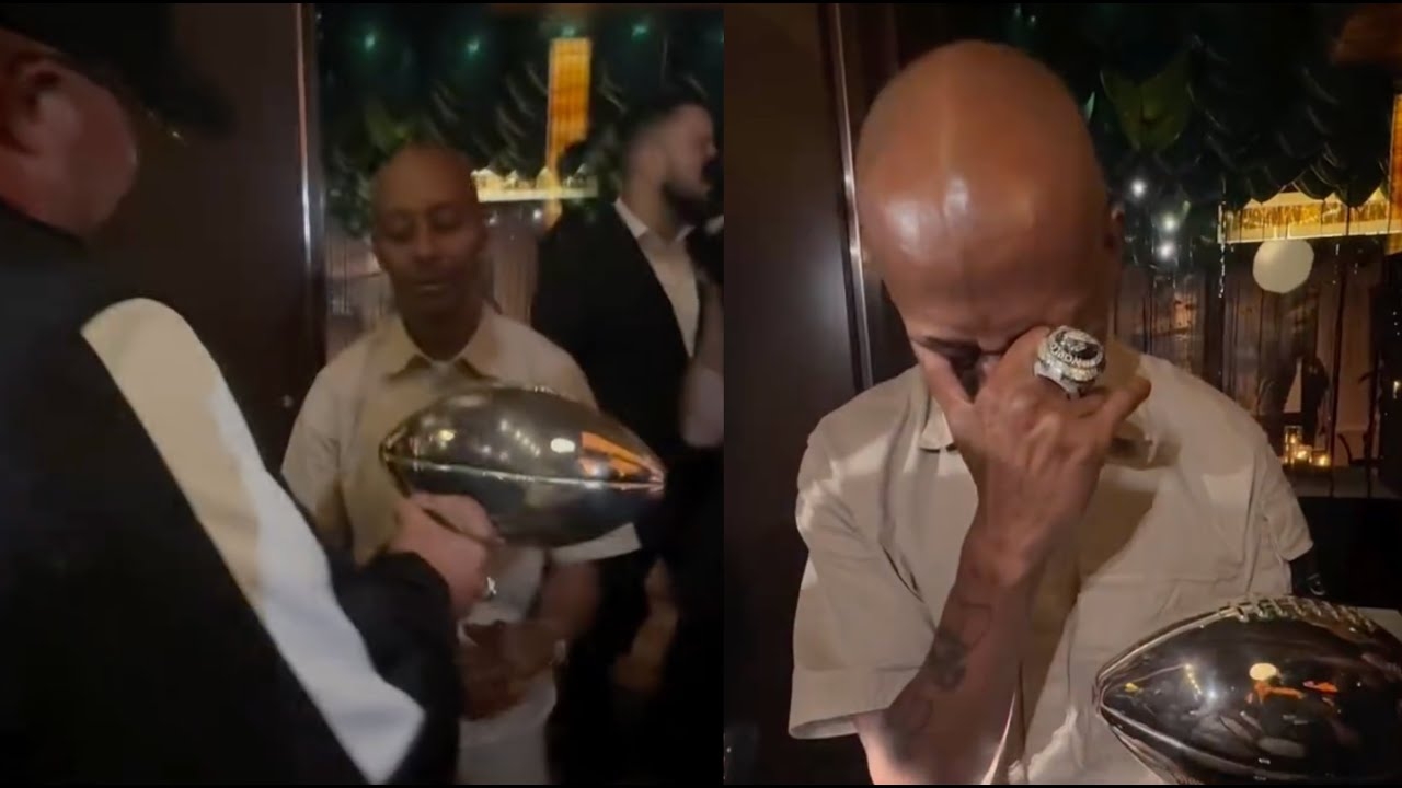 Gillie Da Kid In Tears After Eagles Surprise Him With Superbowl Trophey At His 50th Bday Celebration