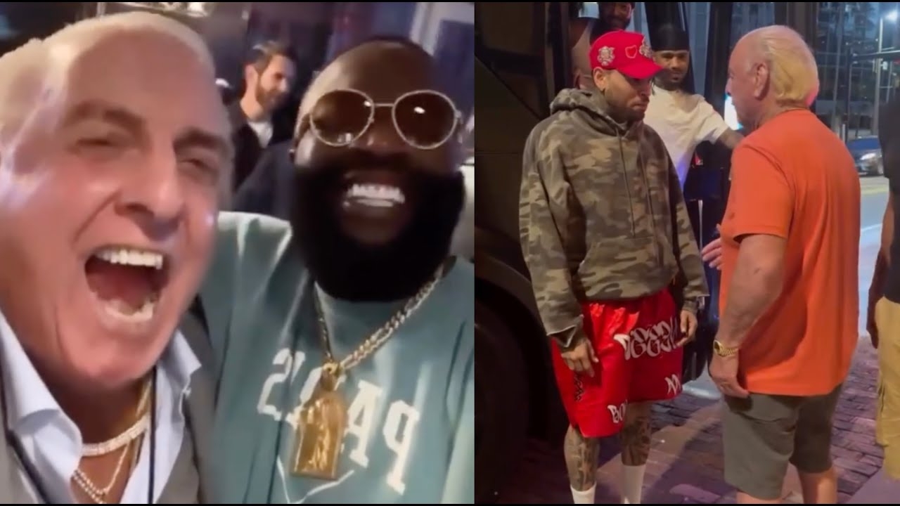 "Can I Get A Picture" Chris Brown Humbles Himself After Rick Flair Pulls Up w Rick Ross @Breezy Bowl