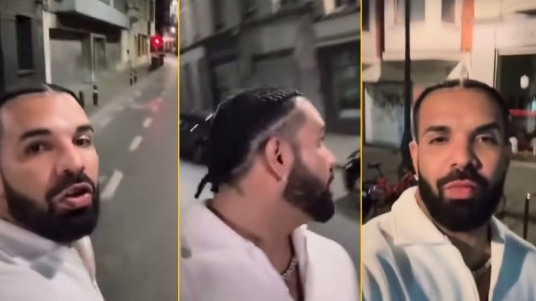 Drake Walks In The Street Of Belgium By Himself At 5 AM I Am Outside, I Am Untouchable