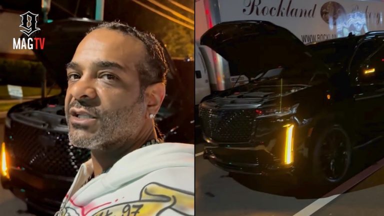 Jim Jones Blasts Cadillac After His Escalade Malfunctions In The Middle Of The Road! 