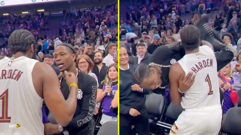 James Harden Lifted Travis Scott Off His Feet At His Cavs Debut Game 'James You Crazy!'