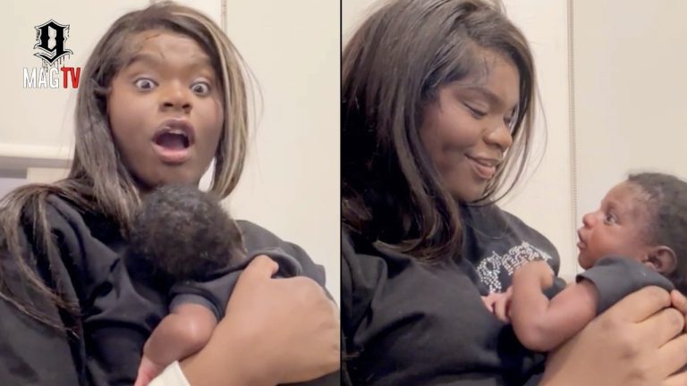 "My Baby Fly" ScarLip Is Too Cute Holding 3 Week Old Infant! 