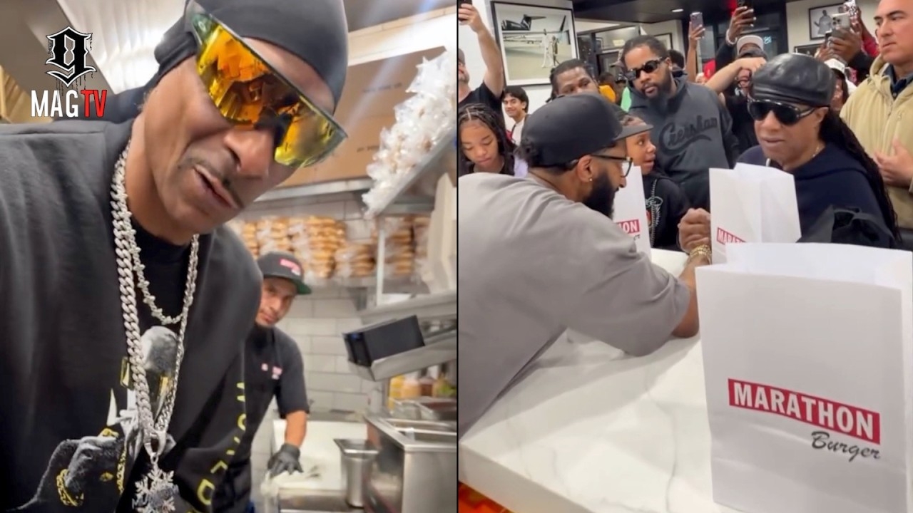 Snoop Dogg, Stevie Wonder & YG Attend The Grand Opening Of Marathon Burger Long Beach!