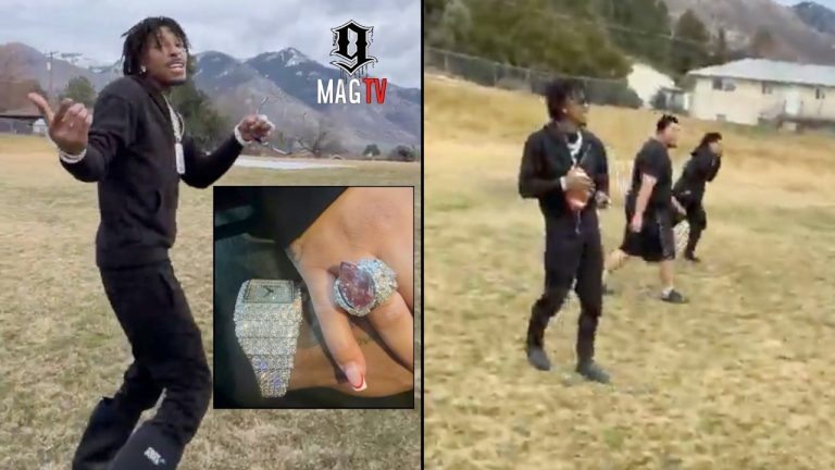 NBA Youngboy Shows Off Ice Before Pulling Up To The Park For Random Game Of Football! 