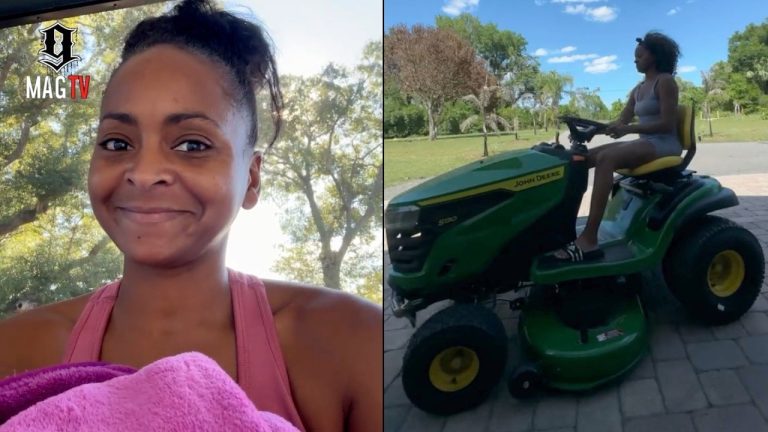 Dwight Howard's "BM" Royce Reed Gives Exterior Tour Of Home While Cutting Grass! 