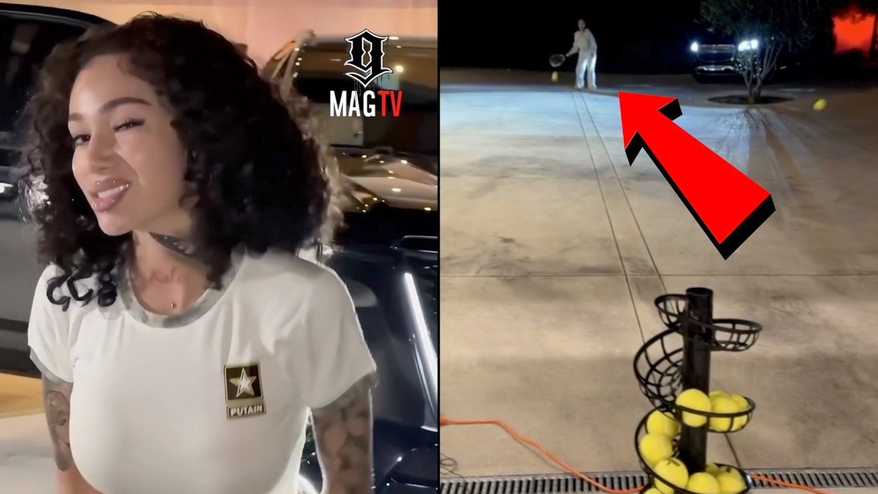 Bhad Bhabie Tries Using The Furlihong Tennis Pitching Machine For The 1st Time!