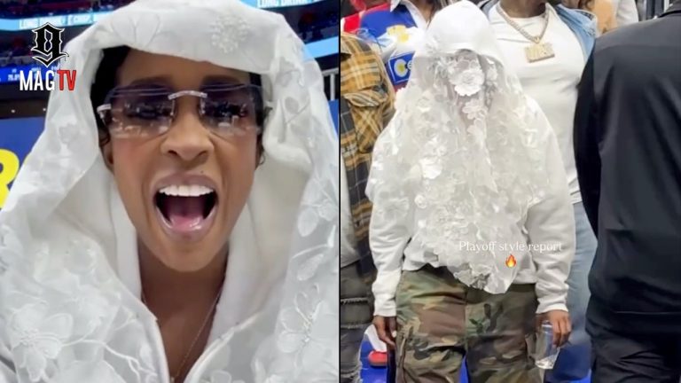 Dej Loaf Attends Pistons Game 7 Against Magic Wit A Brides Veil On! 