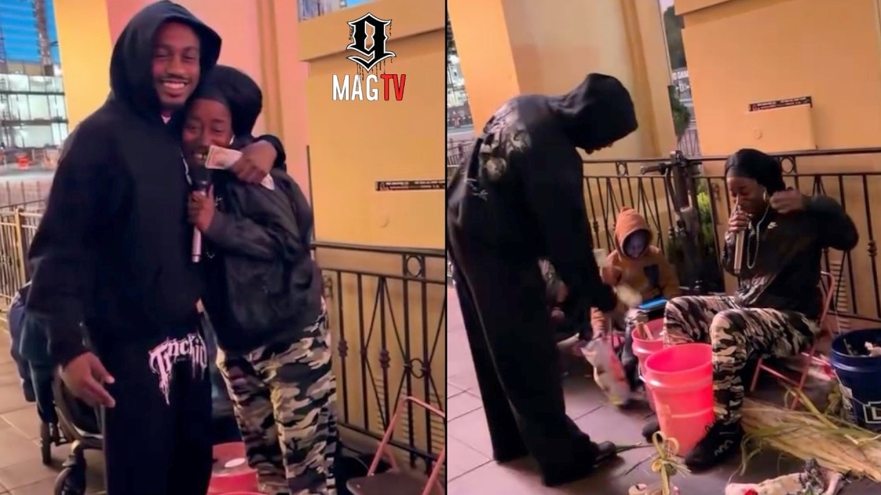 Lil Tjay Makes It Rain On Female Street Performer Filling Her Bucket Wit Cash!