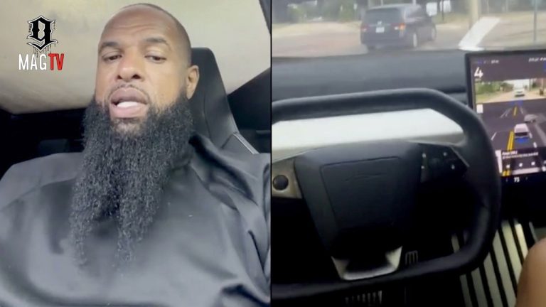 Slim Thug Uses Self Drive Mode In His Tesla Cybertruck For The 1st Time! 