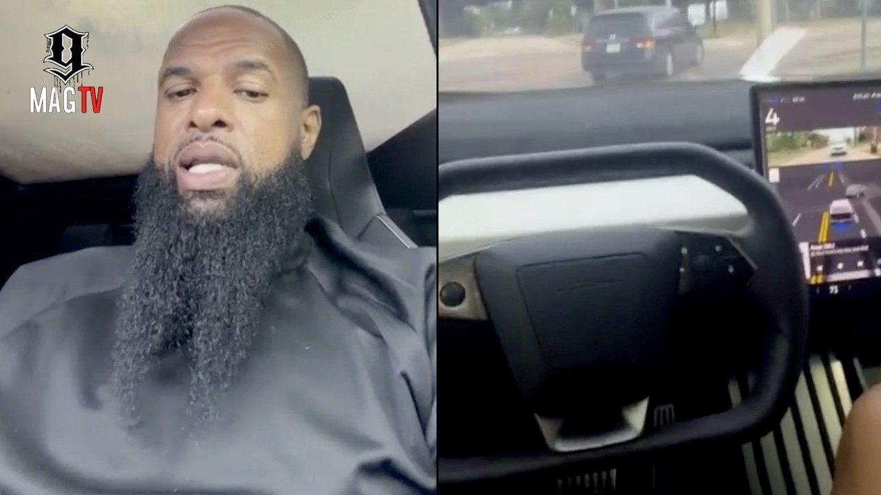 Slim Thug Uses Self Drive Mode In His Tesla Cybertruck For The 1st Time!