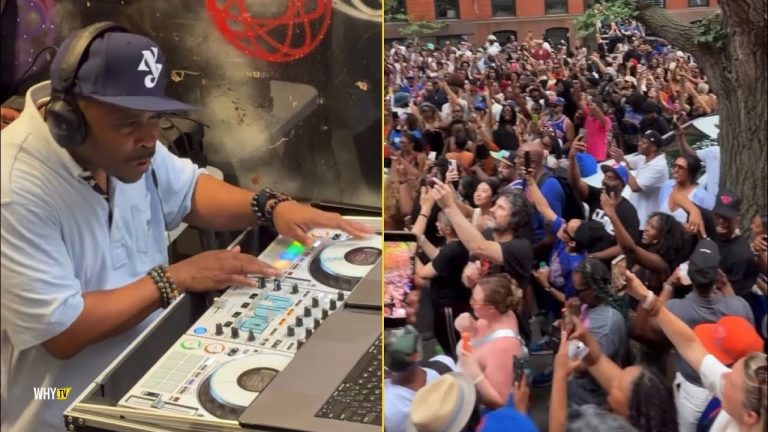 Spike Lee Doing Block Party For NY Knicks In The Streets Of Manhattan In Front Of 15k Fans
