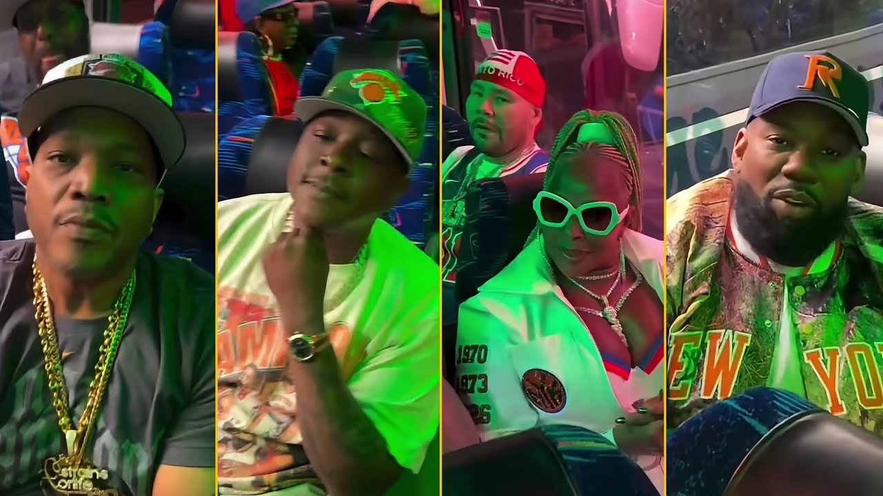 Ja Rule With Raekwon, Mary J Blige, Jadakiss, Styles P, Havoc, Fat Joe And More In Knicks Bus