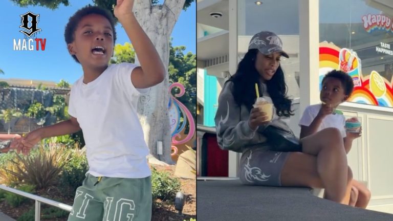 Meek Mill & Milan Harris Son Czar Shows Out Rapping "Dreams And Nightmares" At Disneyland! 