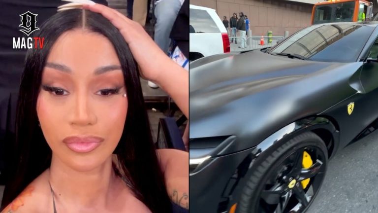 Cardi B Pulls Up To Knicks Game 3 In Her New $500K Ferrari Purosangue Before Performing At Halftime!