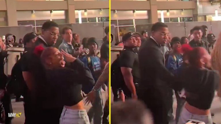 Kevin Gates Pushes Away A Woman Who Runs Up On Him To Try To Take A Picture